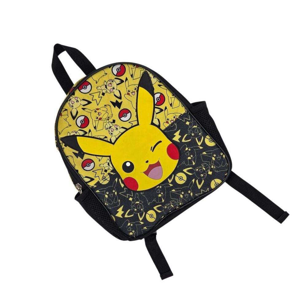 Bioworld Pokémon Pikachu Mini Backpack Yellow Zip Adjustable Strap Bottle Pocket